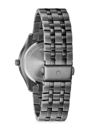 Bulova Mens Gray Ion Plated Stainless Steel Quartz Watch 98B288
