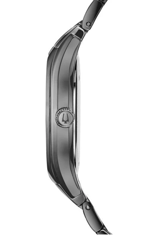 Bulova Mens Gray Ion Plated Stainless Steel Quartz Watch 98B288