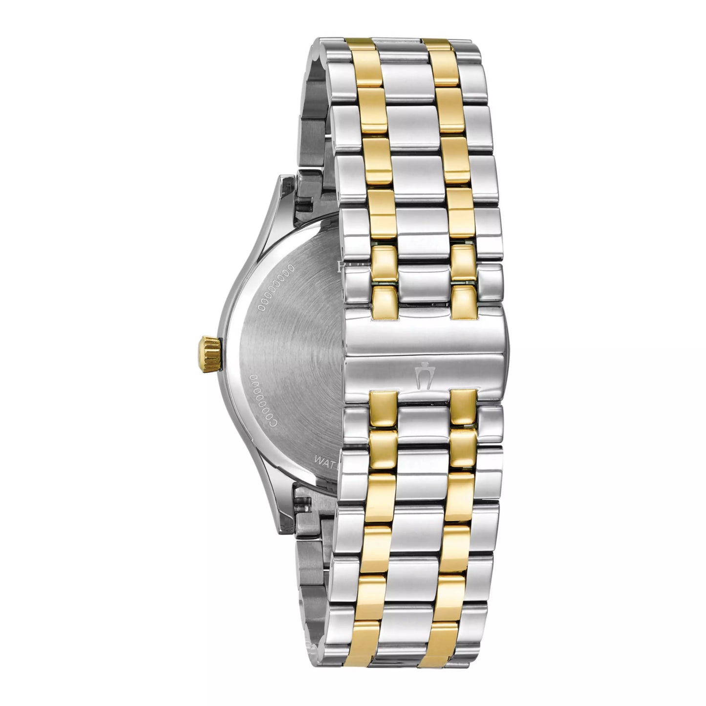 Bulova Mens Quartz Stainless Steel/Gold Tone Silver Roman Numeral Dial 98B331