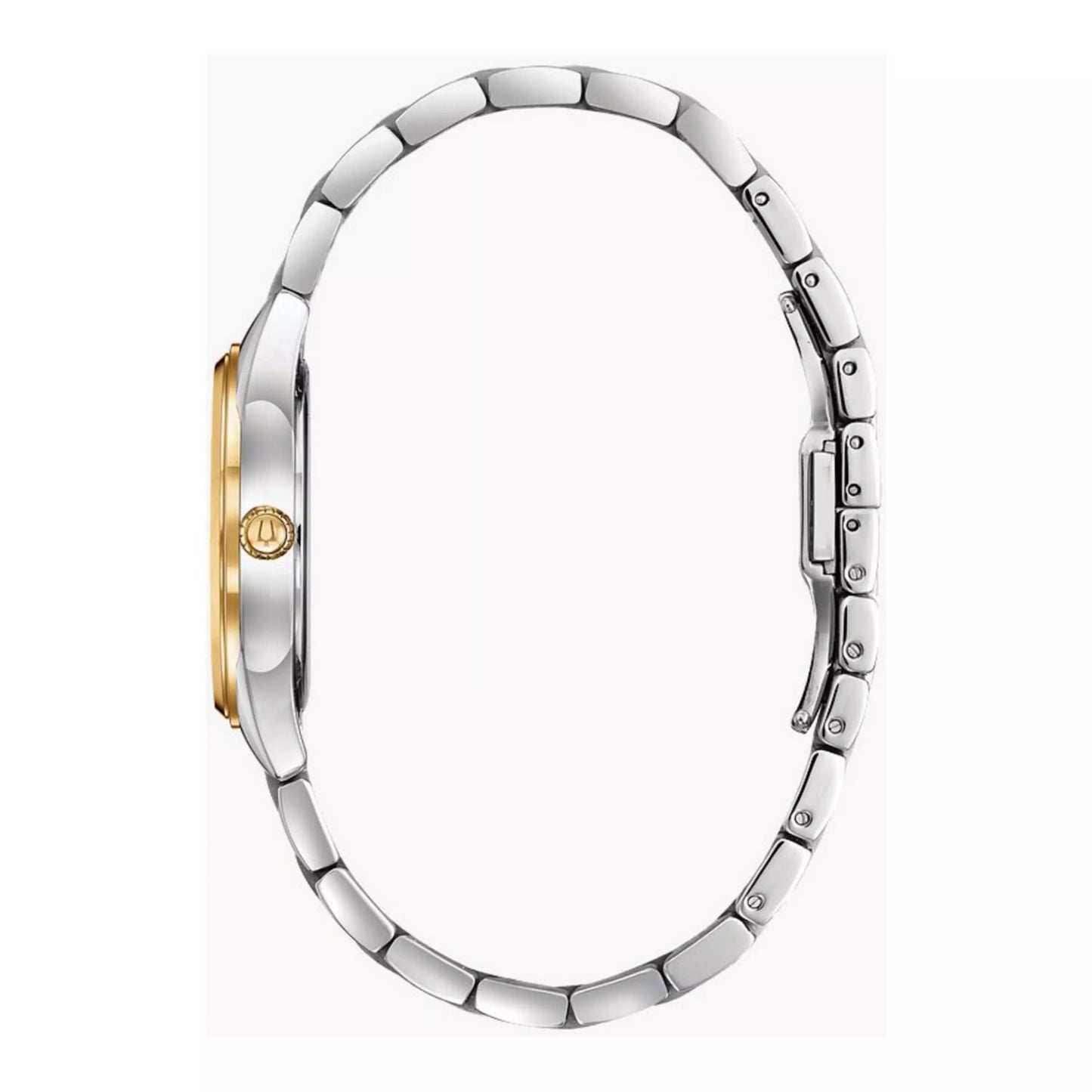 Bulova Mens Quartz Stainless Steel/Gold Tone Silver Roman Numeral Dial 98B331