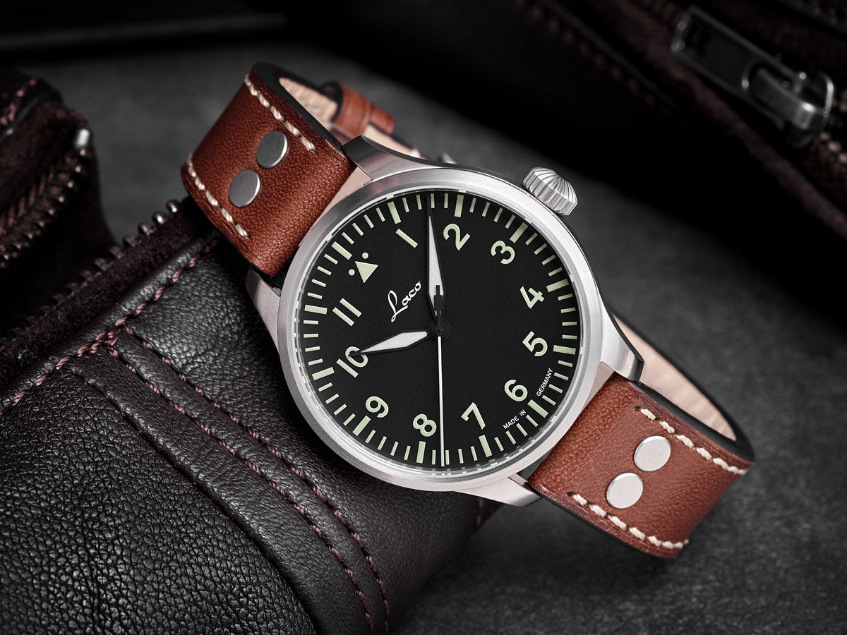 Laco Pilot Watches BASIC Augsburg 39 mm Automatic Black/Brown 861988
