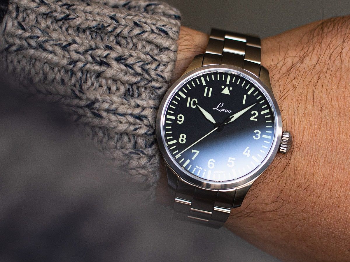 Laco Pilot Watches BASIC Augsburg 39 MB Automatic Black Dial Stainless Steel Bracelet 862140