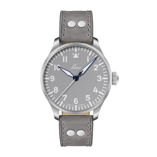 Laco Pilot Watches Basic Augsburg Grau Leather 42mm 862158