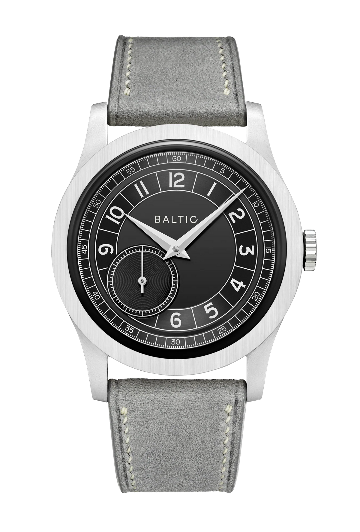 Baltic Mr Roulette Black Dial 36mm Automatic Stitched Light Grey Leather Strap