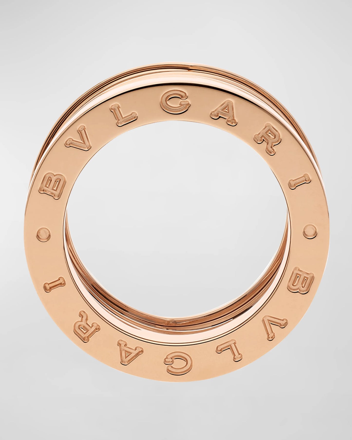 BULGARI B.Zero1 18k Rose Gold 4-Band Ring with White Ceramic, EU 50 / US 5.5