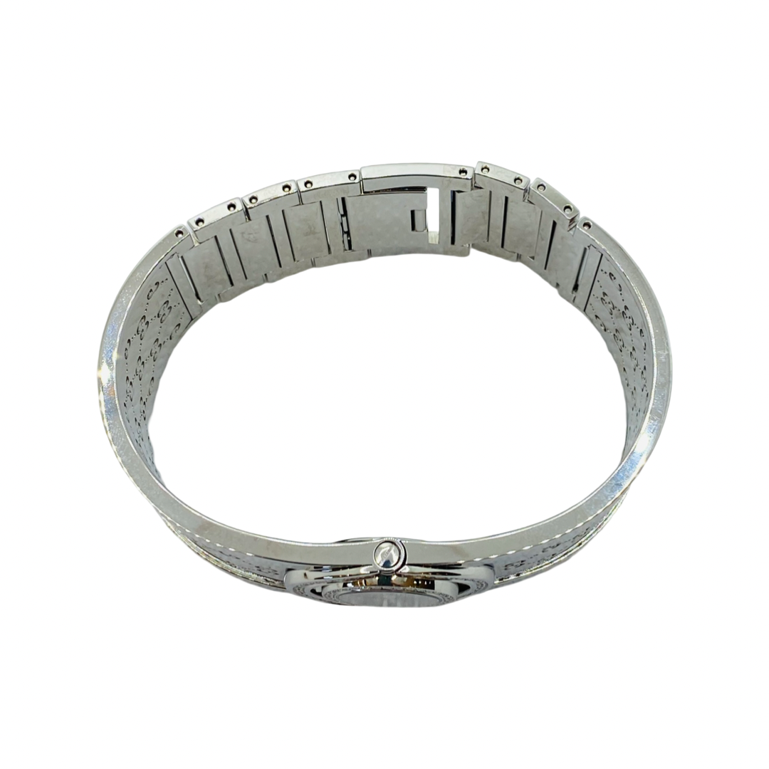Gucci Twirl Bangle 112L Small Double Row Diamond Bezel Brown Dial YA112504