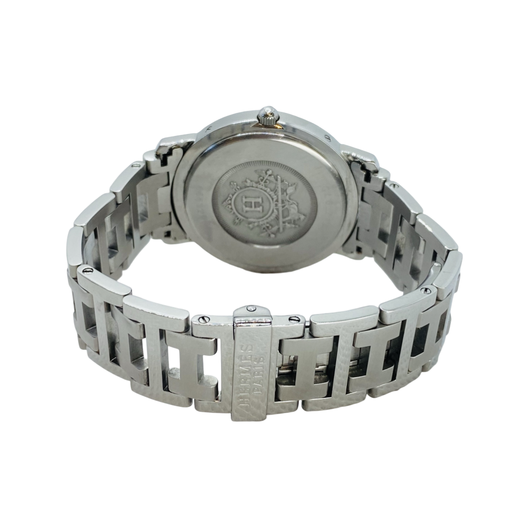 Hermes Clipper Quartz Watch 36mm Gray Dial Stainless Steel Bracelet CL6.710