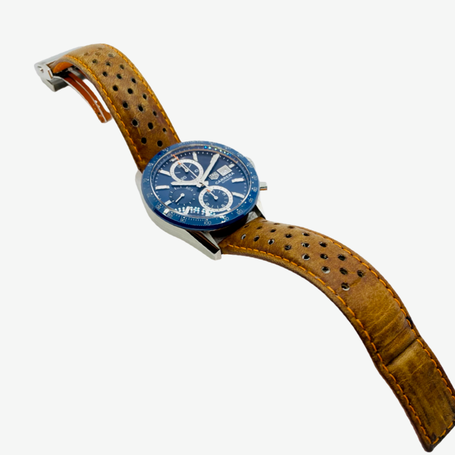 TAG Heuer Carrera Automatic 41mm Steel Blue Dial Brown Leather Strap CBM2112.FC6455