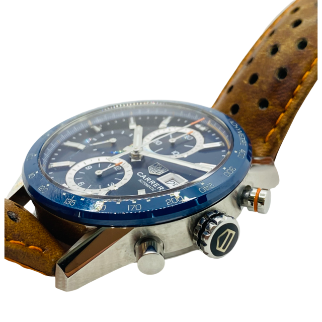 TAG Heuer Carrera Automatic 41mm Steel Blue Dial Brown Leather Strap CBM2112.FC6455