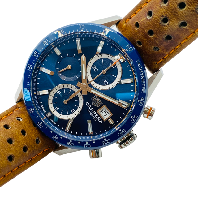 TAG Heuer Carrera Automatic 41mm Steel Blue Dial Brown Leather Strap CBM2112.FC6455