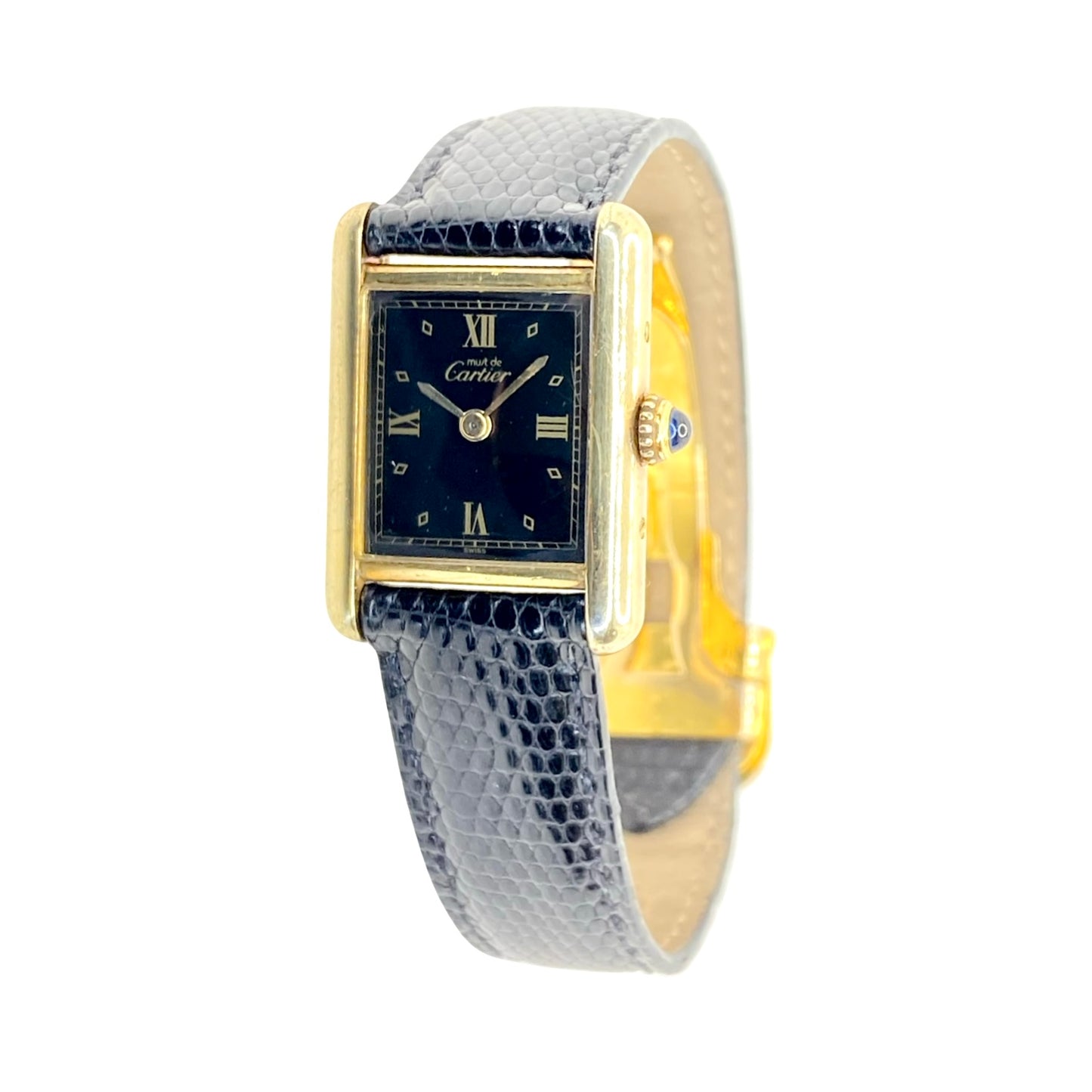 Cartier Womens Must de Cartier Tank Watch 925 Silver Vermeil Quartz 557051