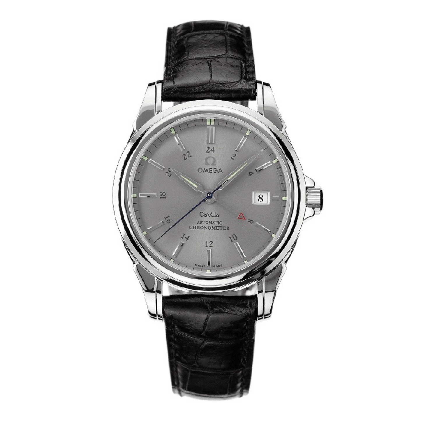 Omega De Ville Automatic GMT Co-Axial Escapement Chronometer Grey Dial Black Strap 4833.41.31