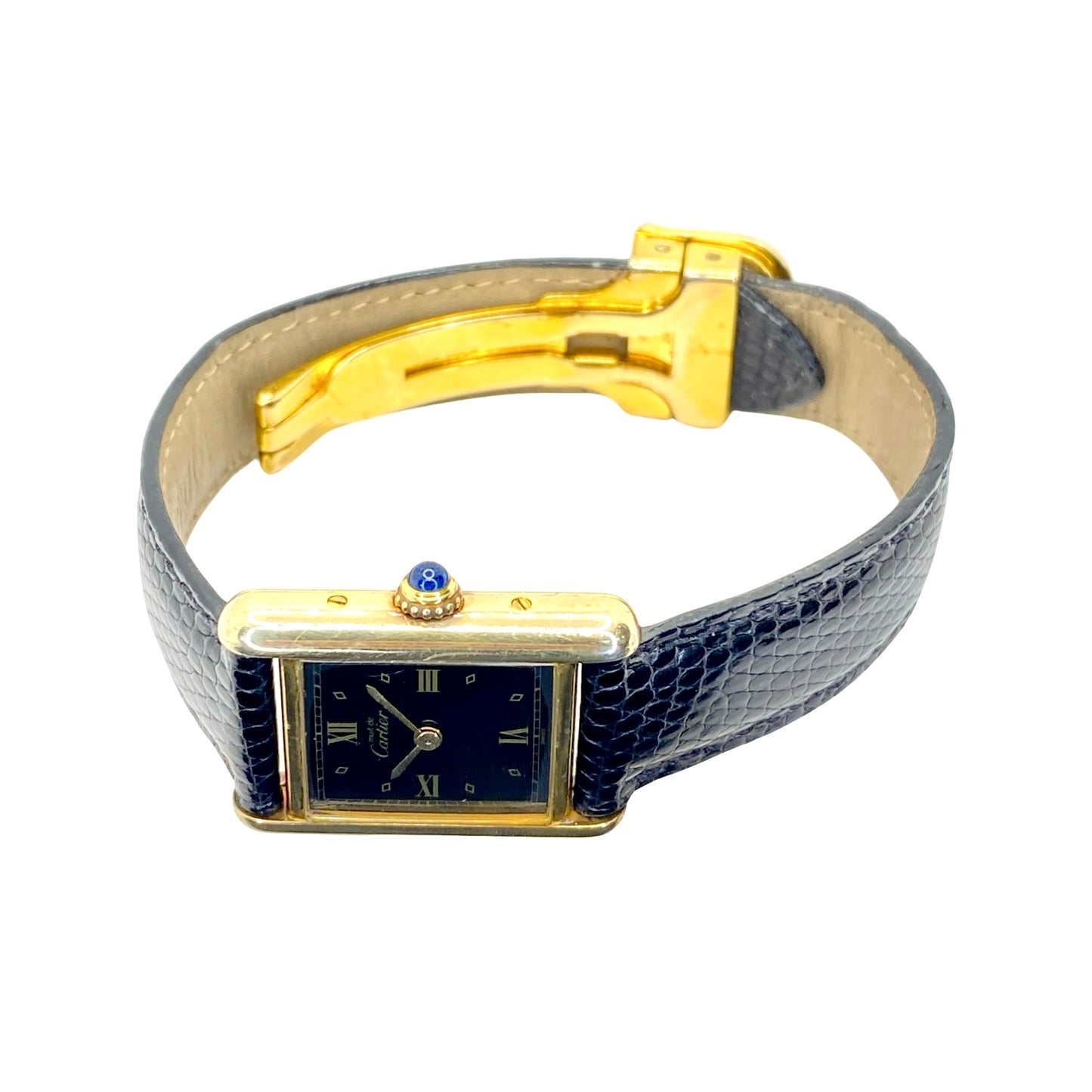 Cartier Womens Must de Cartier Tank Watch 925 Silver Vermeil Quartz 557051
