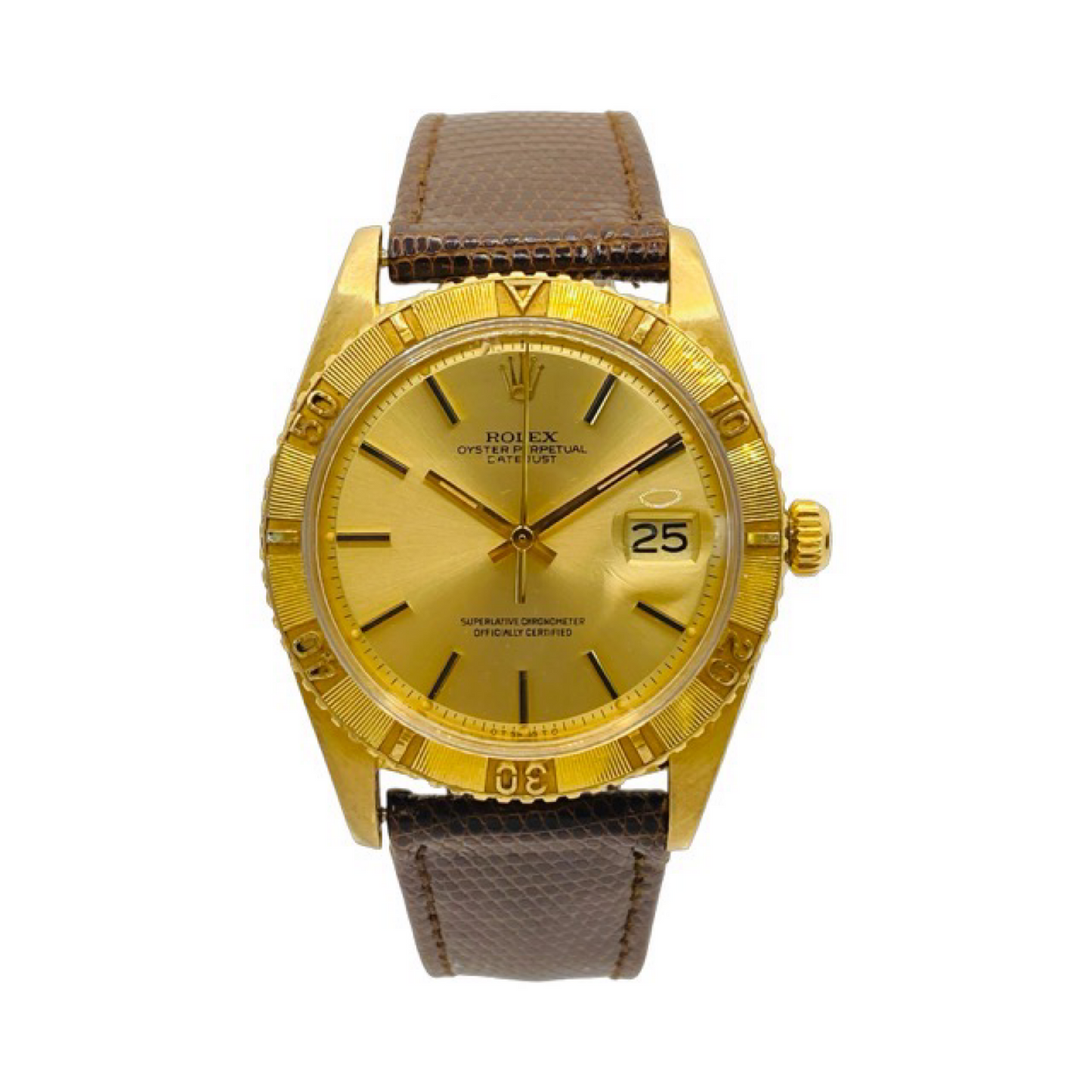 Rolex 18K Gold Datejust Turn-O-Graph 36mm Champagne Dial Ref. 1625