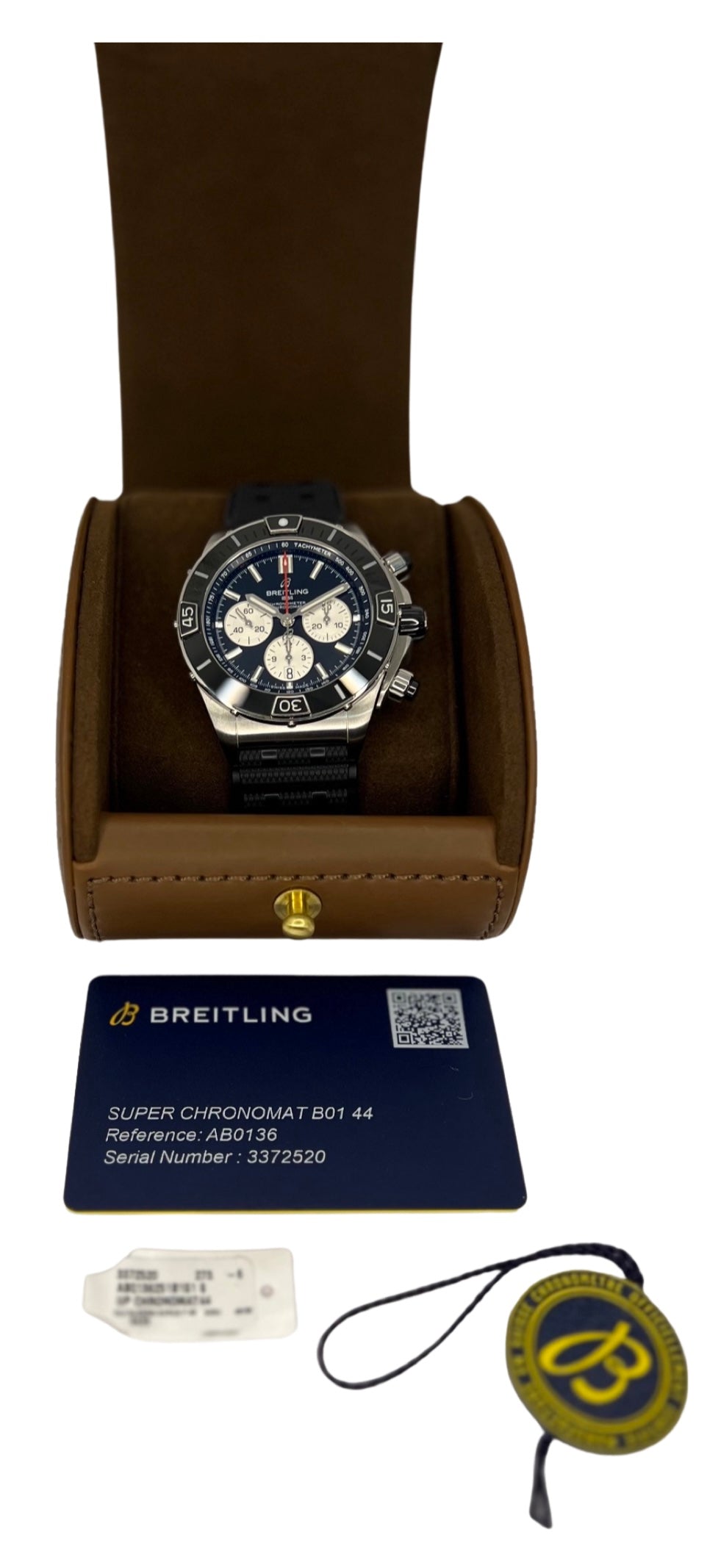 Breitling Super Chronomat B01 44mm Black Dial Rubber Strap AB0136251B1S1