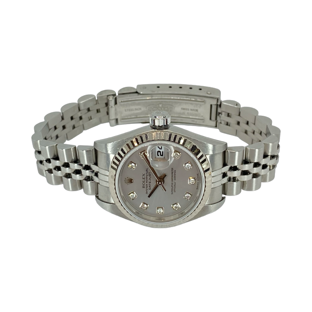 Rolex Lady Datejust 18K White Gold and Steel 26mm Factory Rhodium Diamond Dial Jubilee Bracelet 79174