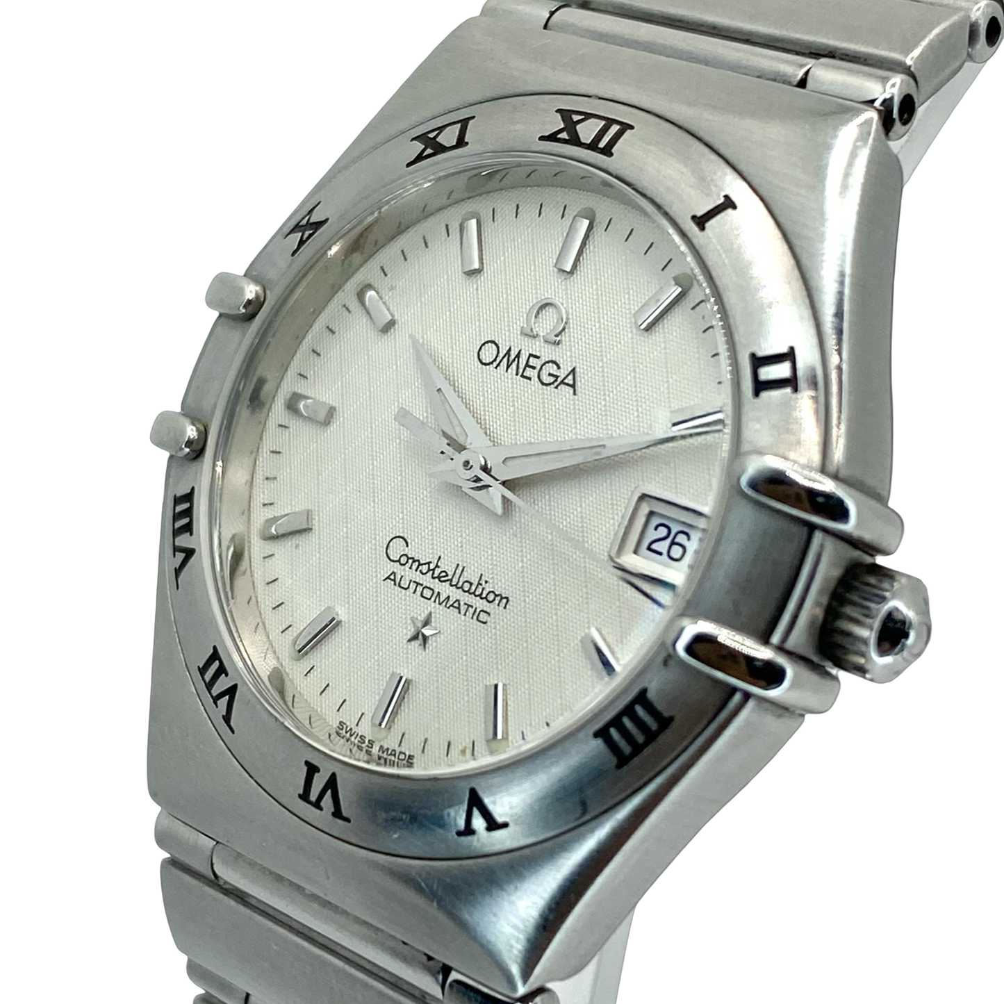 Omega Constellation Automatic Date 27.5mm Silver Guilloché Dial Steel on Steel 1592.30.00