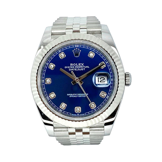 Rolex Datejust 41 Blue Factory-Set Diamond Dial Oystersteel 126334