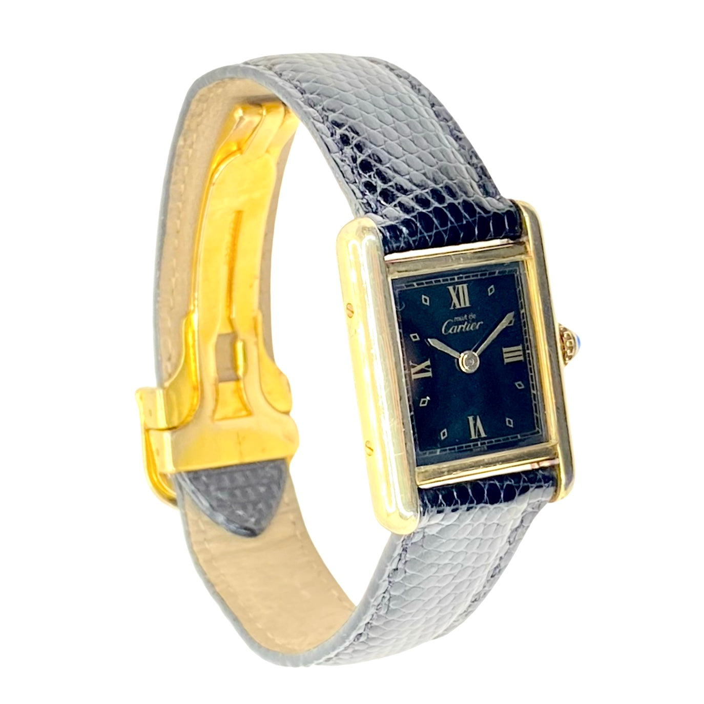 Cartier Womens Must de Cartier Tank Watch 925 Silver Vermeil Quartz 557051