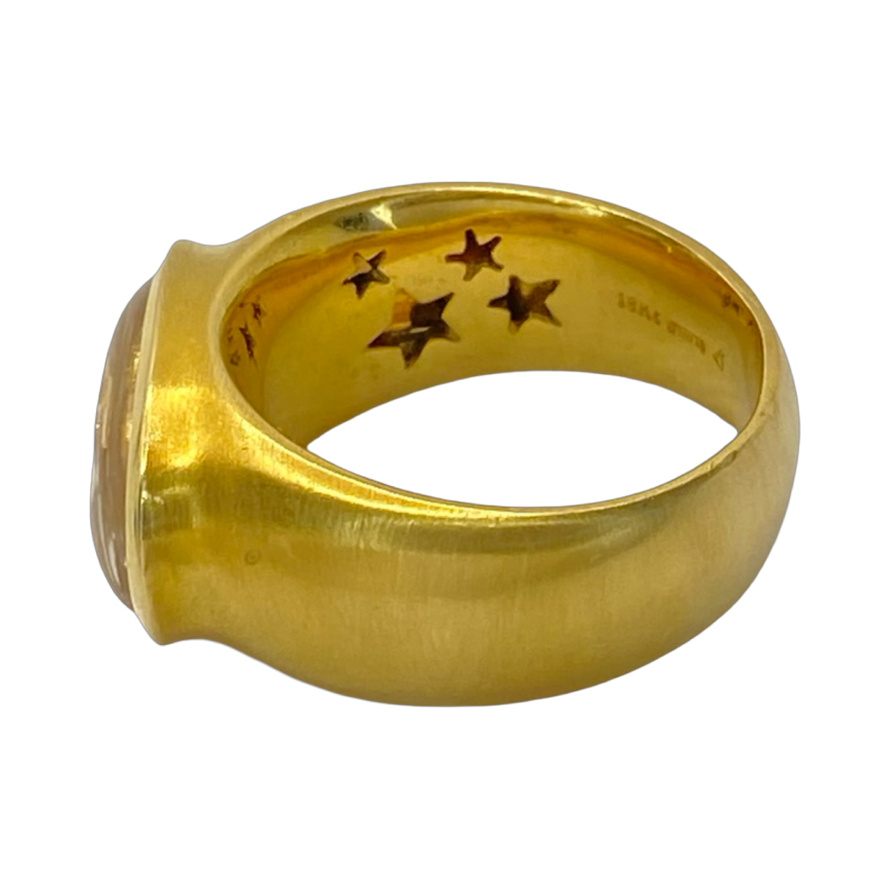 Estate Jewelry 18K Yellow Gold H.Stern Quartz Cabochon Rock Crystal Ring