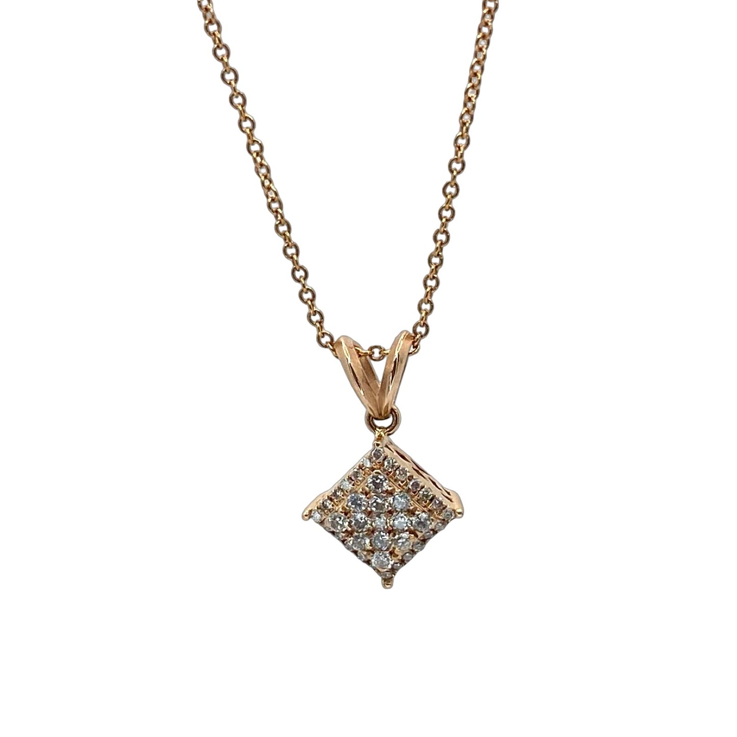 14K Rose Gold Diamond Pavè Pendant