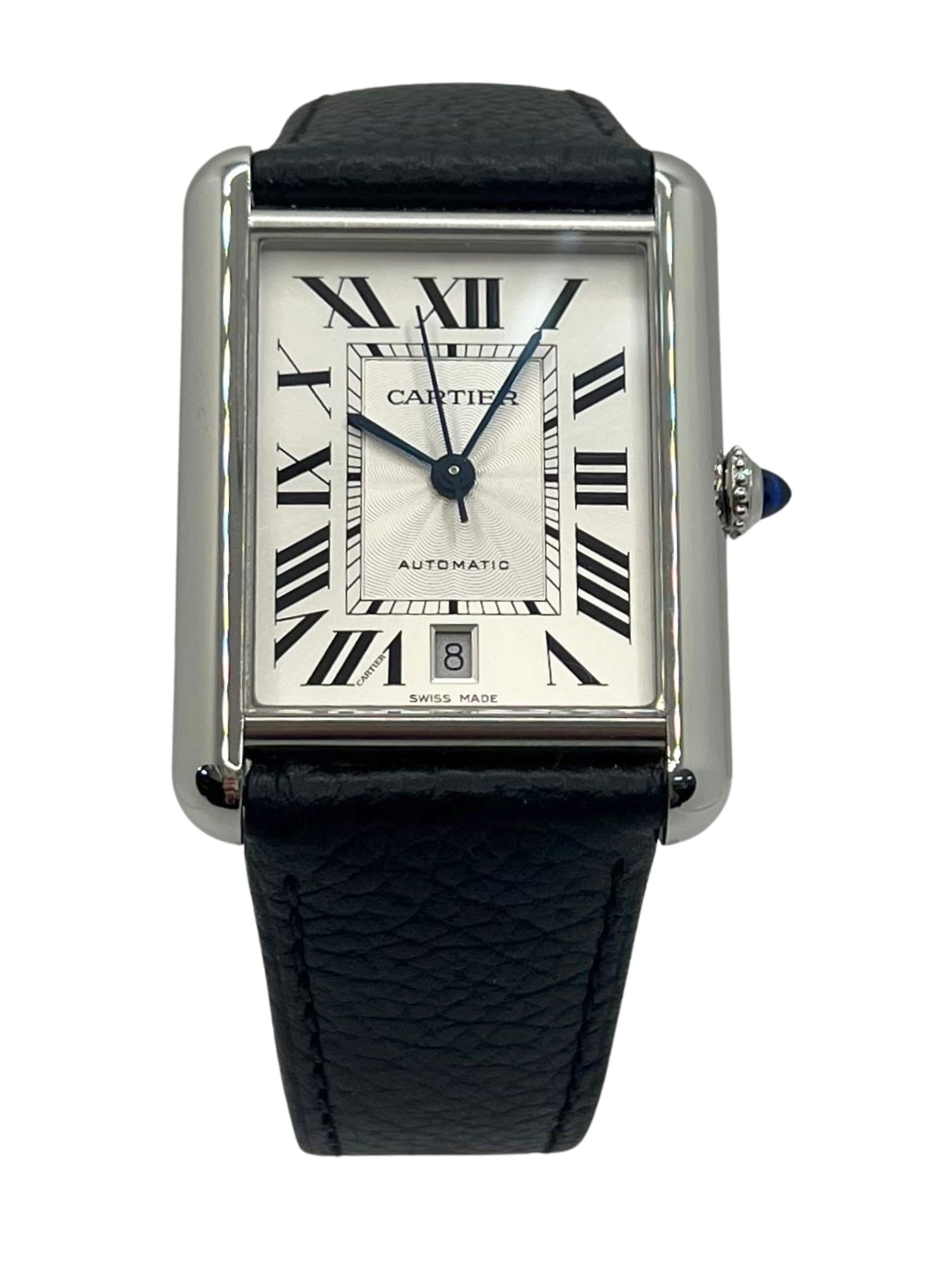 Cartier Tank Must XL Silver Dial Black Leather Strap Ref. WSTA0040
