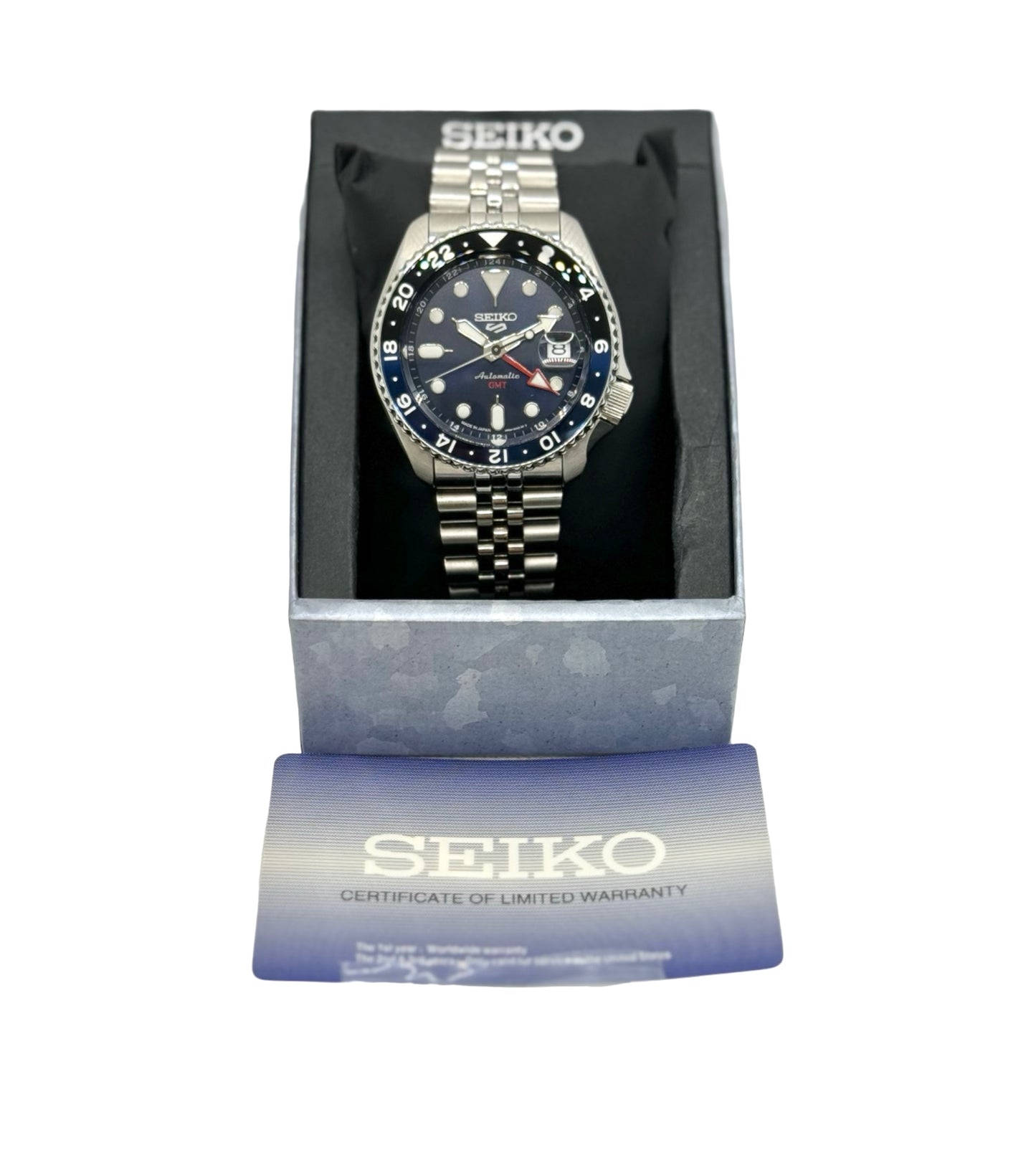 Seiko 5 SKX Sports Style GMT Series Bi-Color Bezel Blue Dial Stainless Steel Bracelet SSK003