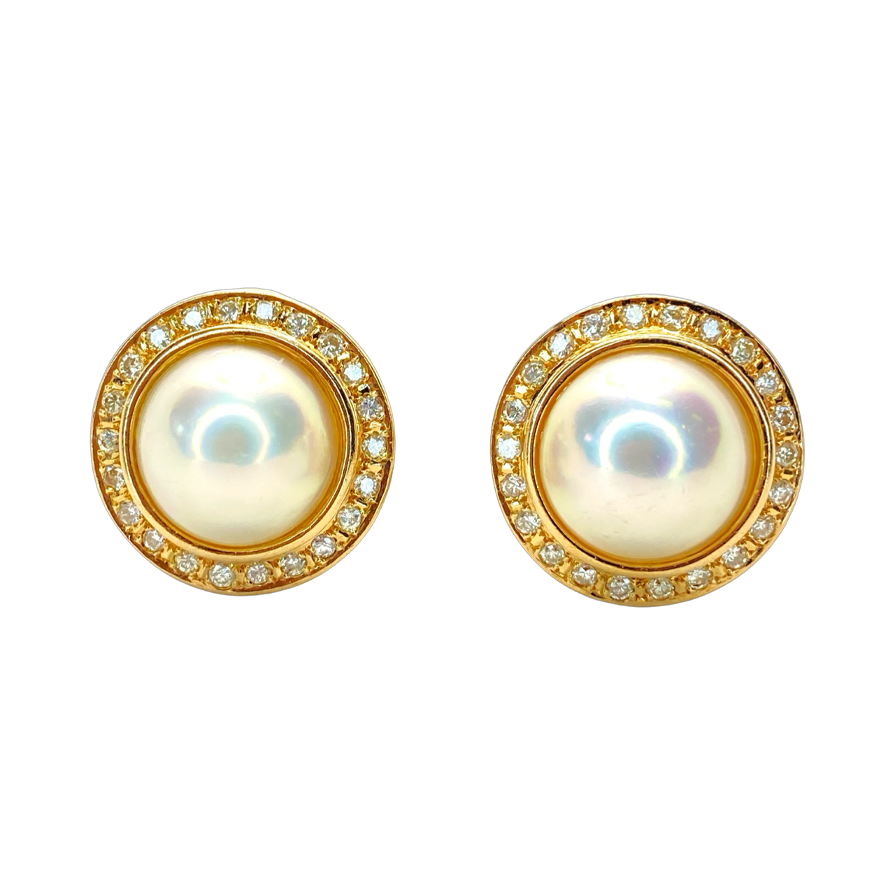 14K Yellow Gold Mabe Pearl Earrings