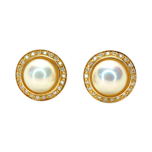 14K Yellow Gold Mabe Pearl Earrings