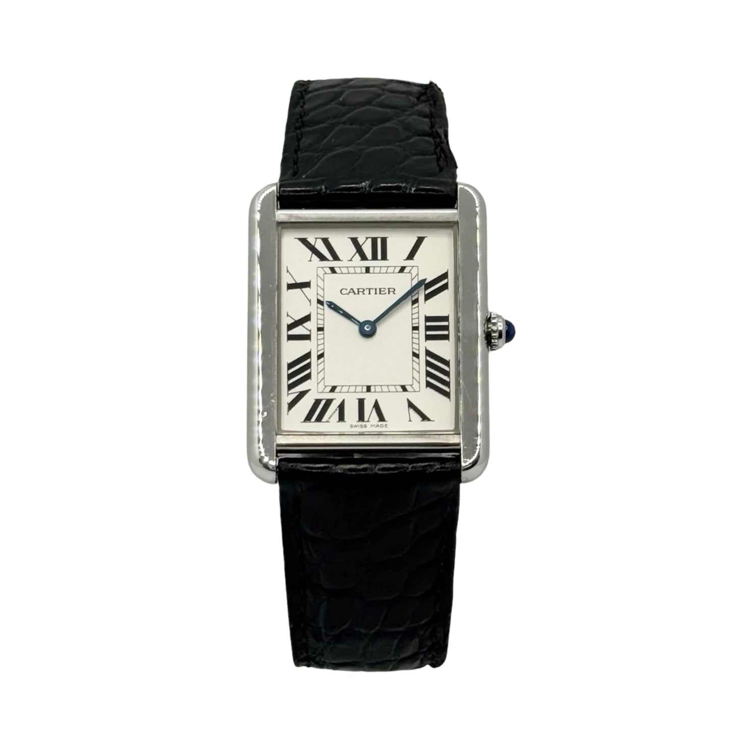 Cartier Tank Solo Full Size White Dial Black Leather Strap 2715/ W1018355
