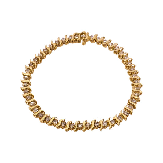 Estate Jewelry 10K Yellow Gold 2.20CTS Women's Tennis Bracelet
