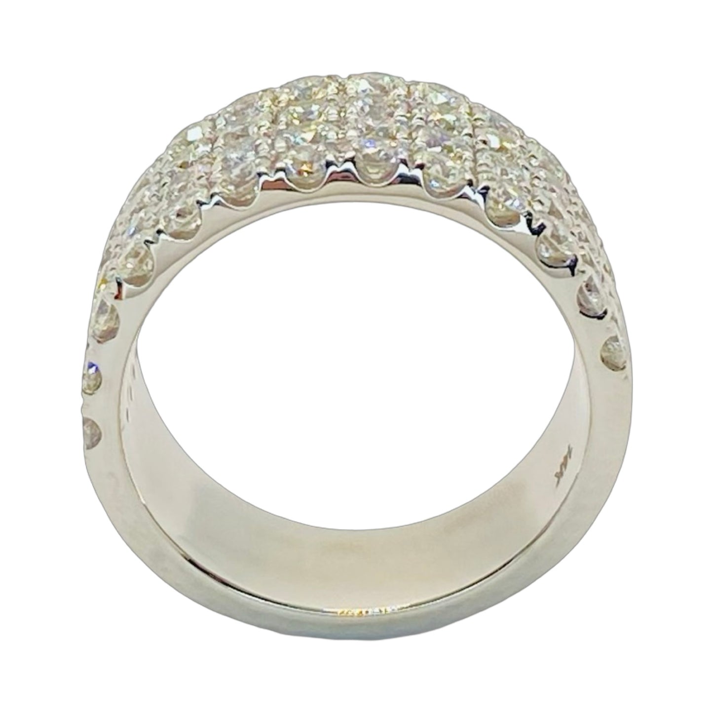 14K White Gold Wide Band Diamond Ring 2.85 Carats G, VS2