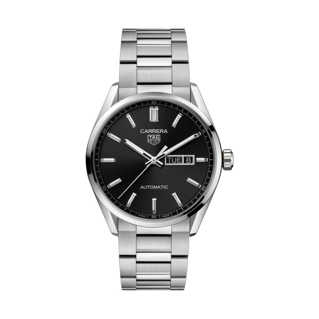 TAG Heuer Carrera Day Date Caliber 5 Automatic 41mm Black Dial Stainless Steel Bracelet WAR201A.BA0723