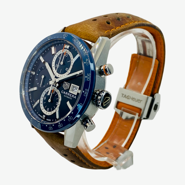 TAG Heuer Carrera Automatic 41mm Steel Blue Dial Brown Leather Strap CBM2112.FC6455