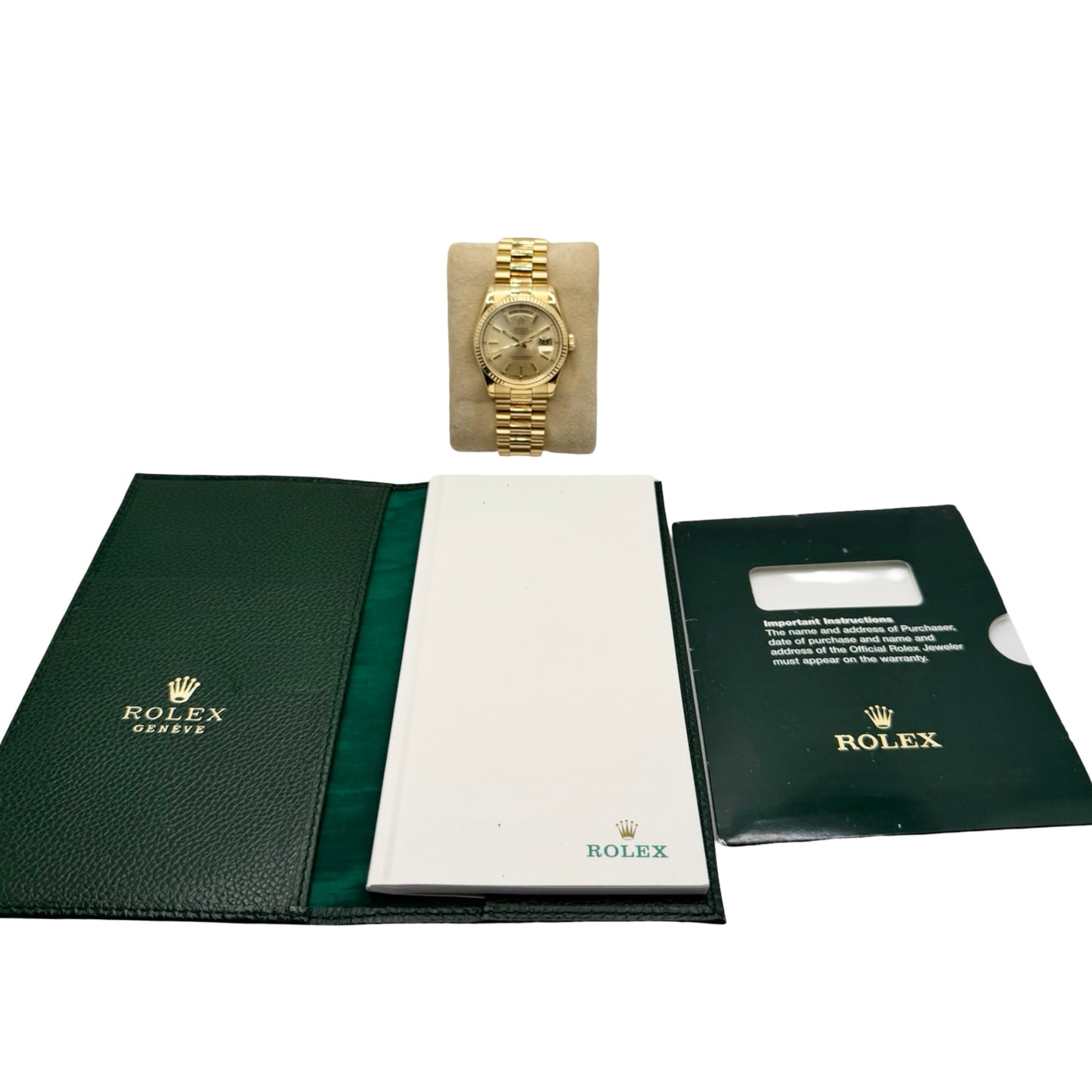 Rolex Oyster Perpetual Day Date President 36mm Champagne Dial 18K Solid Gold Case and Bracelet 118238