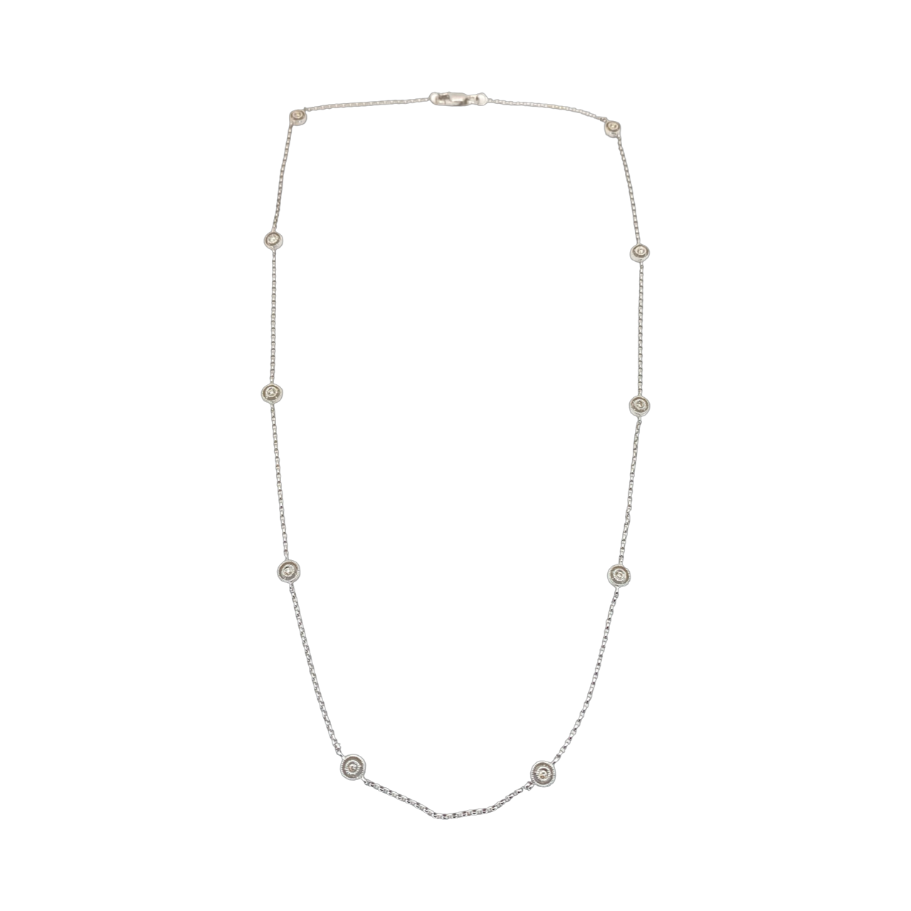 14K White Gold Diamond Necklace By The Yard