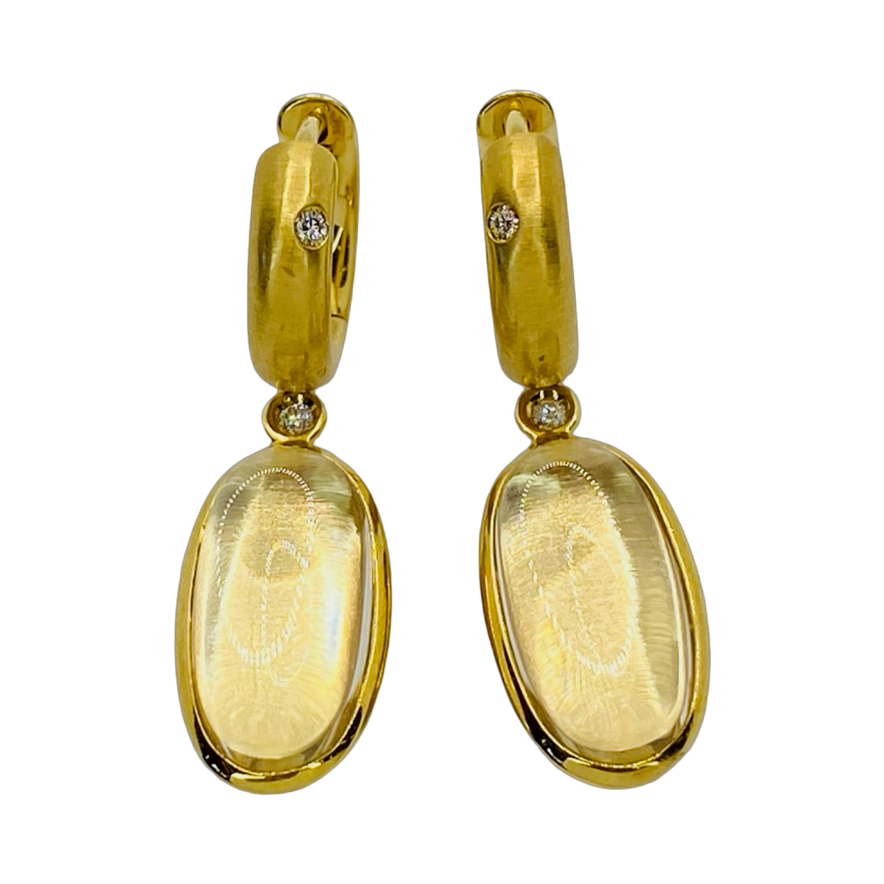 Estate Jewelry 18K Yellow Gold H.Stern Justine Quartz Rock Crystal Dangle Earrings