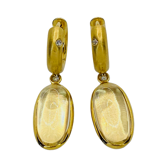 Estate Jewelry 18K Yellow Gold  H.Stern Justine Quartz Rock Crystal Dangle Earrings
