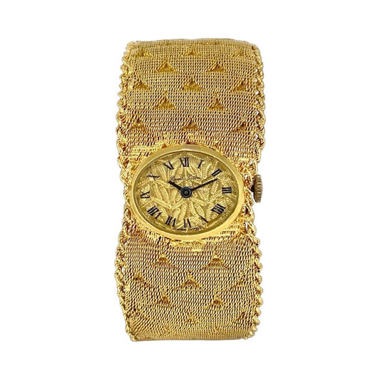 Bueche Girod 18K Yellow Gold Manual Wind Watch Mesh Bracelet