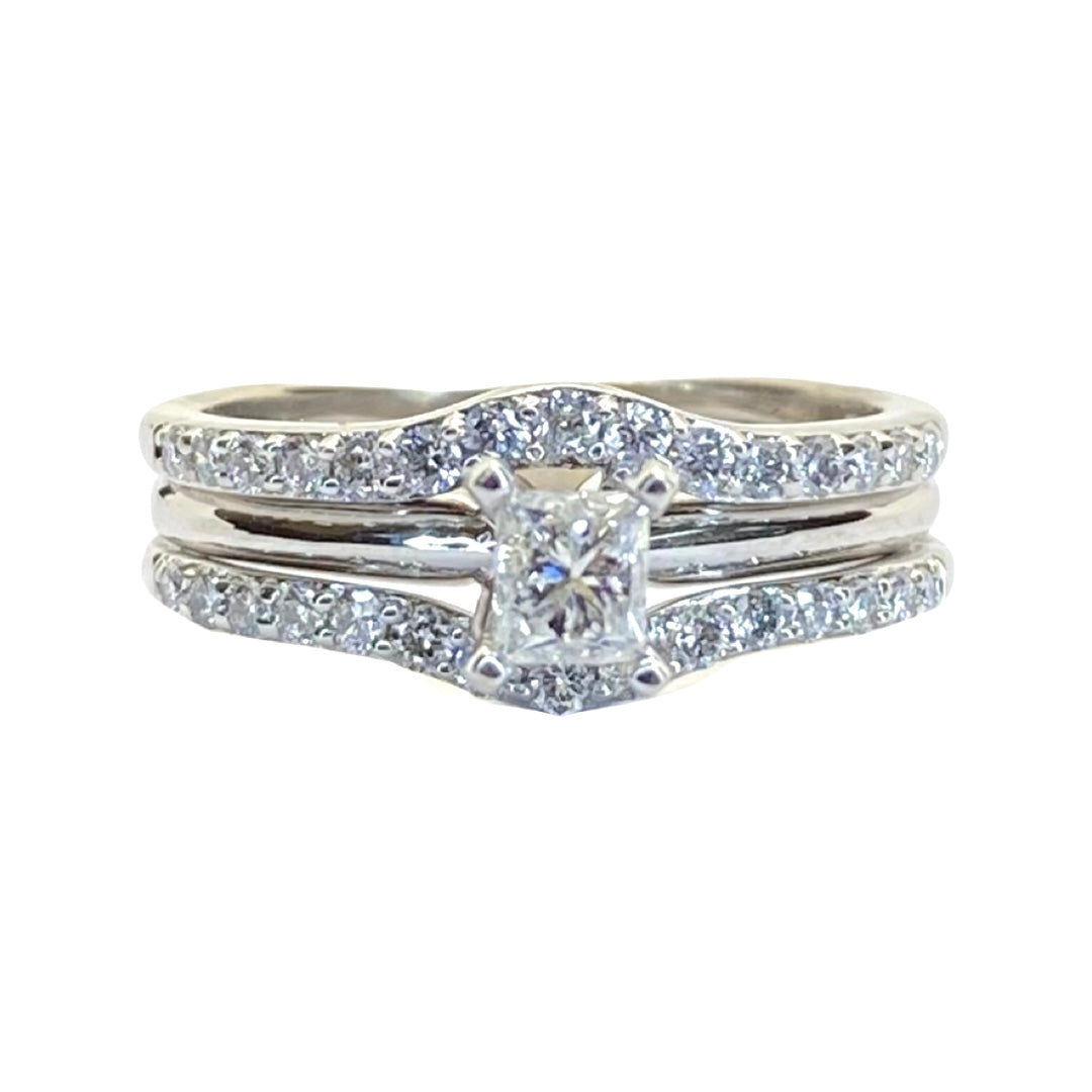 Estate Jewelry 14K White Gold Wedding Ring Set