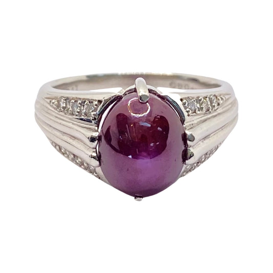 Estate Jewelry Women's Platinum 900 Purple Star Sapphire Ring