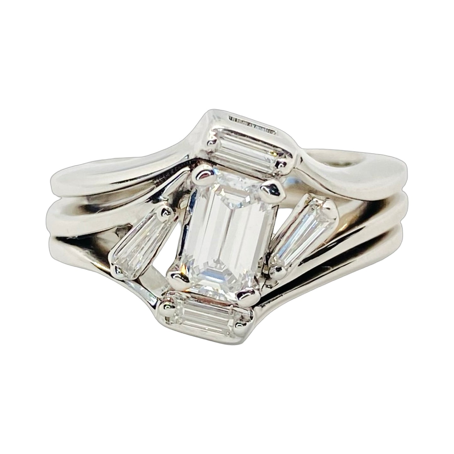 Estate Jewelry 14K White Gold Baguette Ring