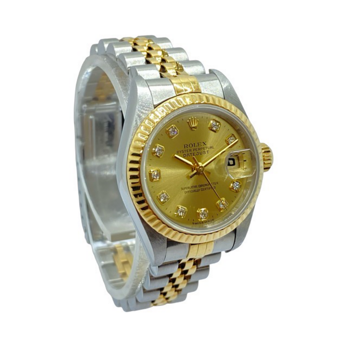 Rolex Oyster Perpetual Datejust 26mm 18K Gold /Steel Champagne Factory Diamond Dial C.1998 Ref. 69173