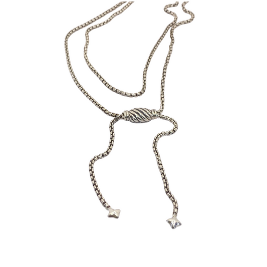David Yurman 925 Silver Box Chain Bolo Necklace