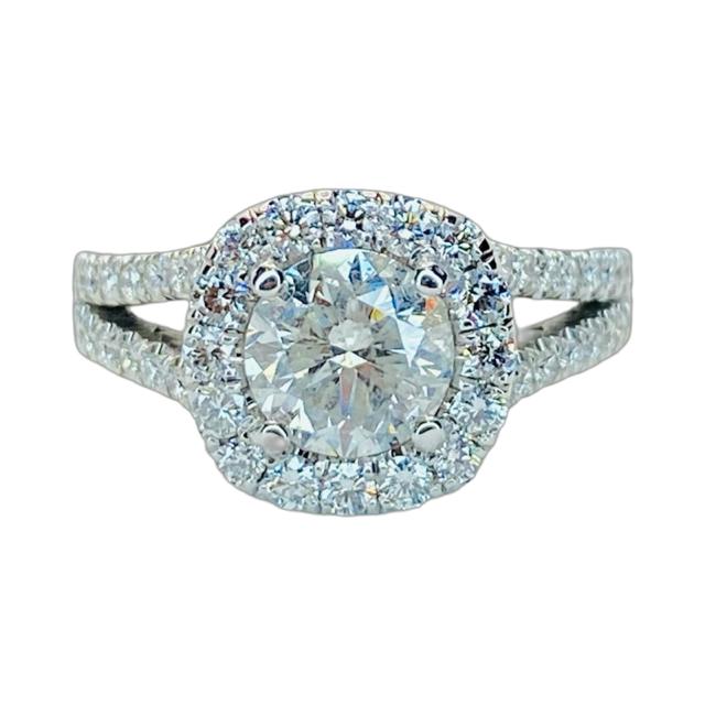 Estate Jewelry 18K White Gold Tacori Setting Round Diamond Halo Ring