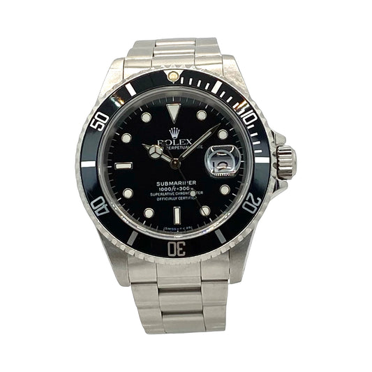 Rolex Submariner Date Black Dial 16610 Steel Oyster Bracelet C.1990