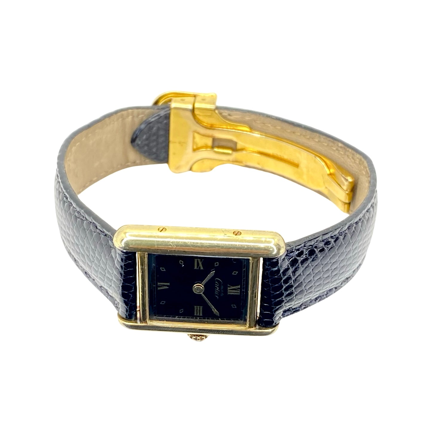 Cartier Womens Must de Cartier Tank Watch 925 Silver Vermeil Quartz 557051