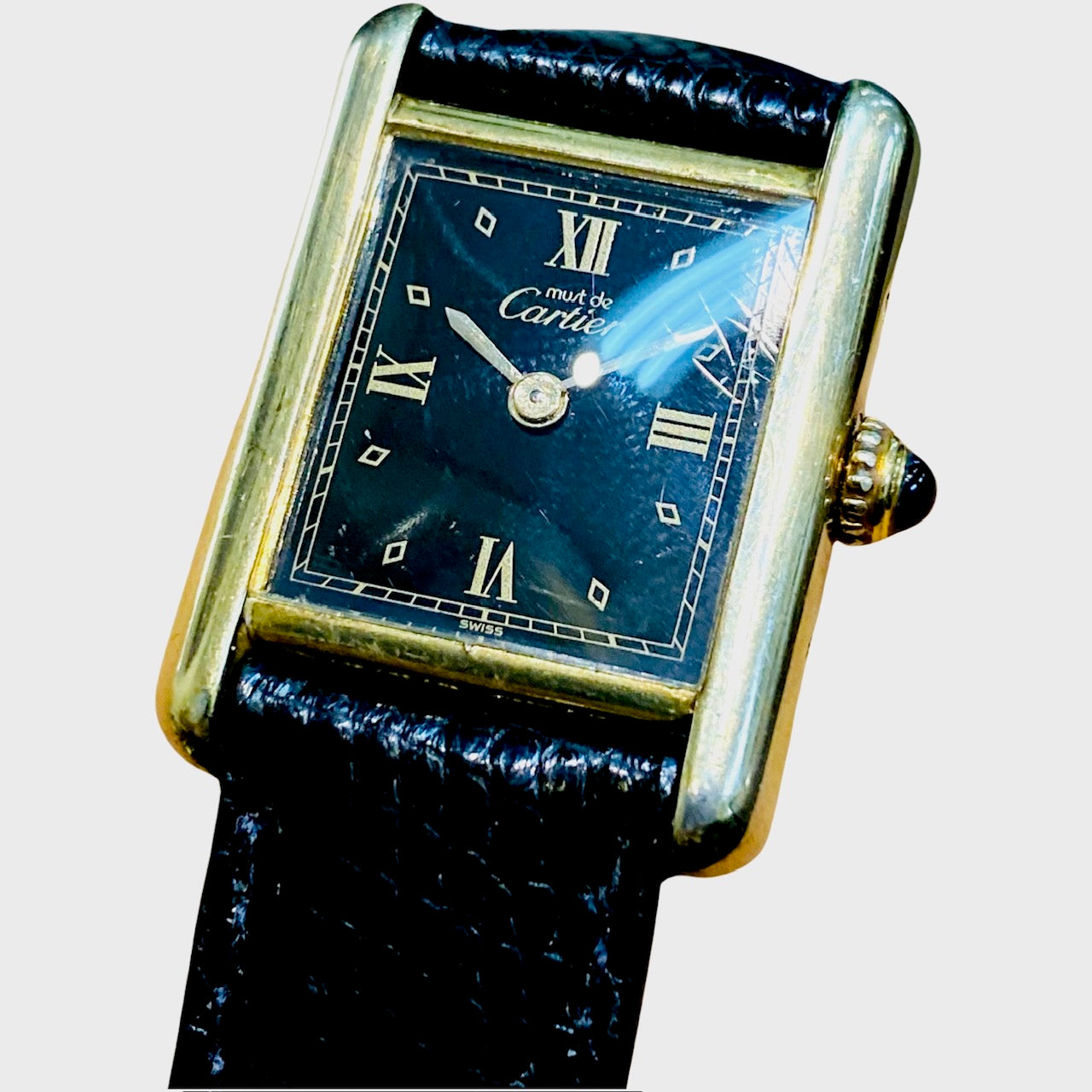 Cartier Womens Must de Cartier Tank Watch 925 Silver Vermeil Quartz 557051