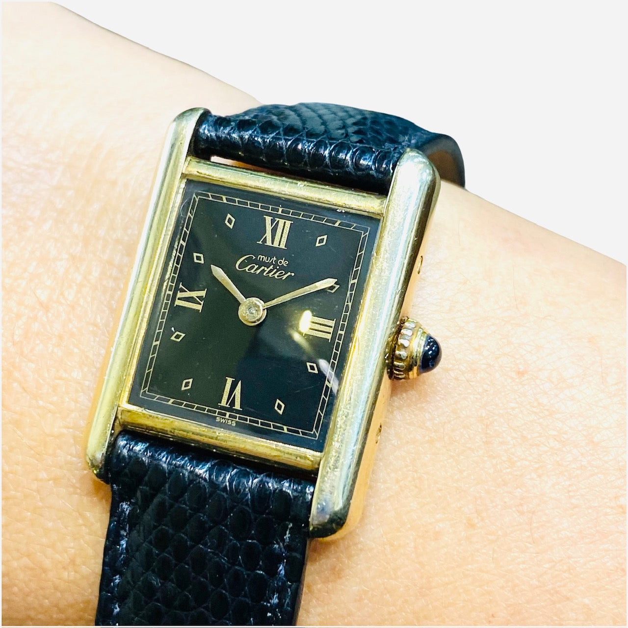Cartier Womens Must de Cartier Tank Watch 925 Silver Vermeil Quartz 557051