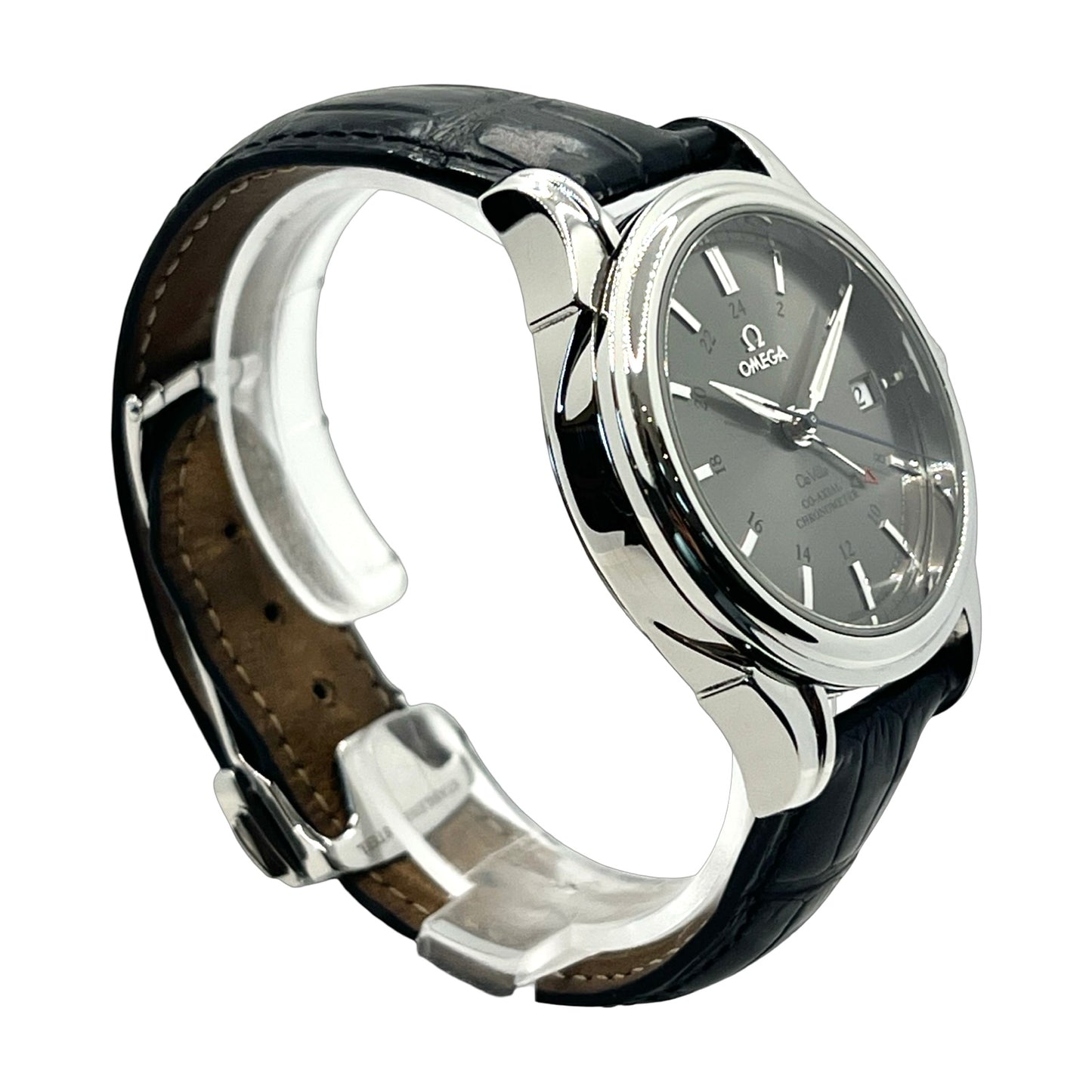 Omega De Ville Automatic GMT Co-Axial Escapement Chronometer Grey Dial Black Strap 4833.41.31